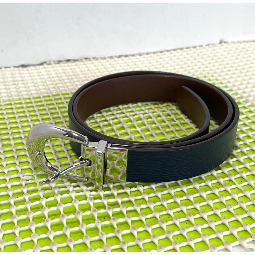 Ralph Lauren Textured Navy Leather Reversible Belt *No size tag light scratch